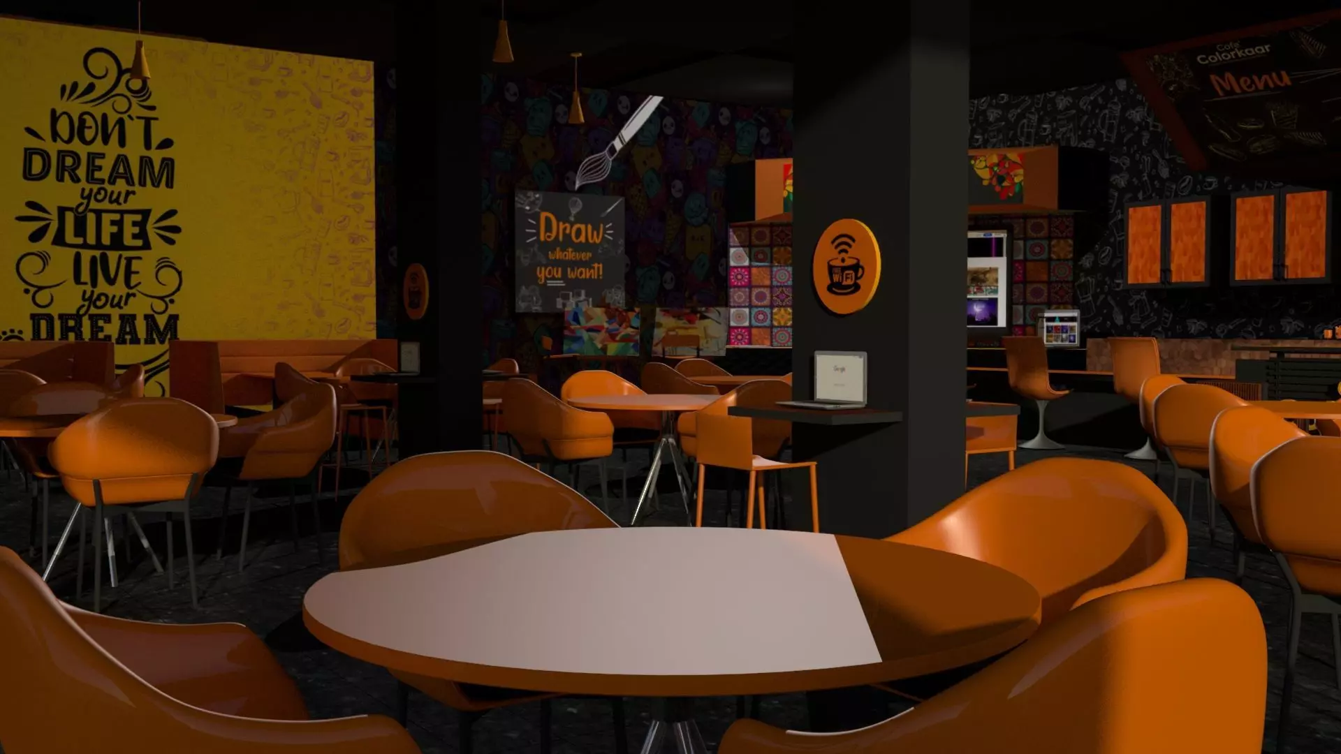 3D Cafe for creative community 3D model_0