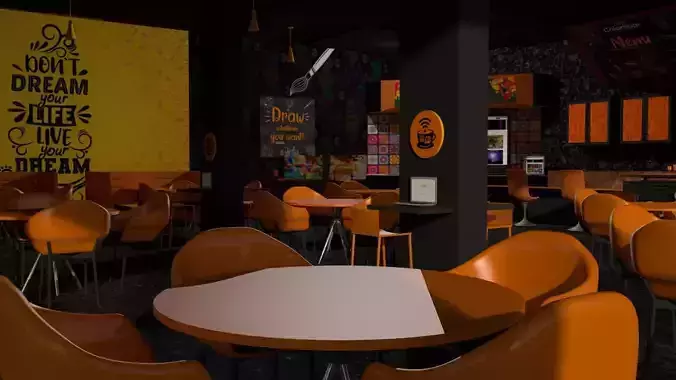 3D Cafe for creative community 3D model