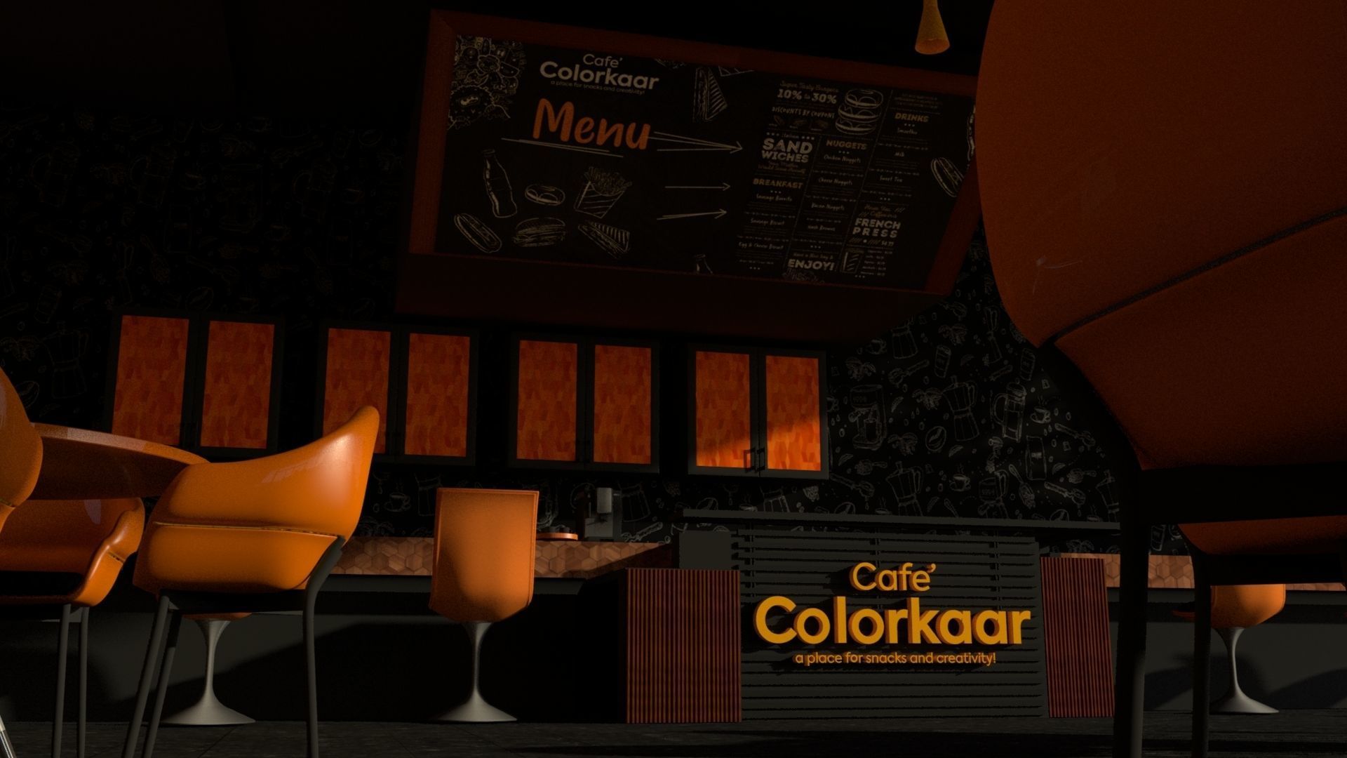 3D Cafe for creative community 3D model_3