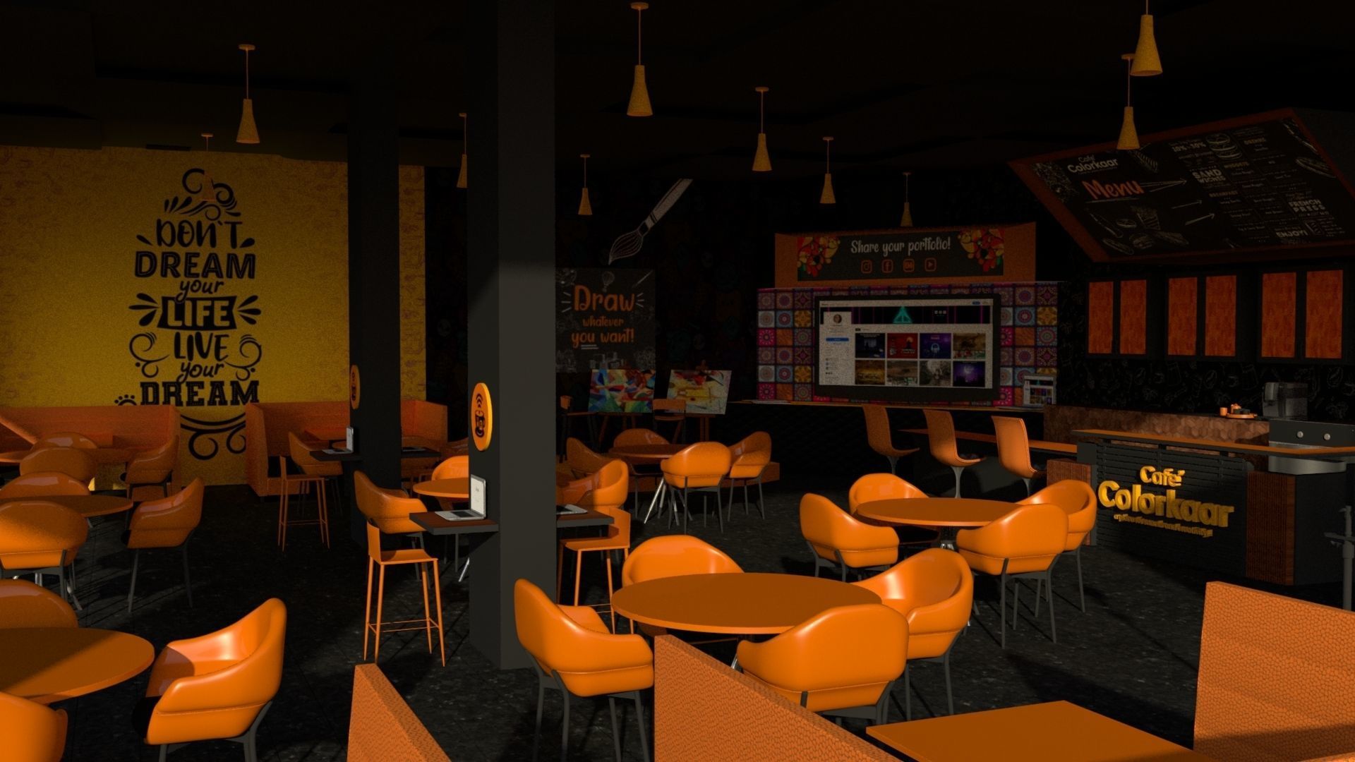 3D Cafe for creative community 3D model_2