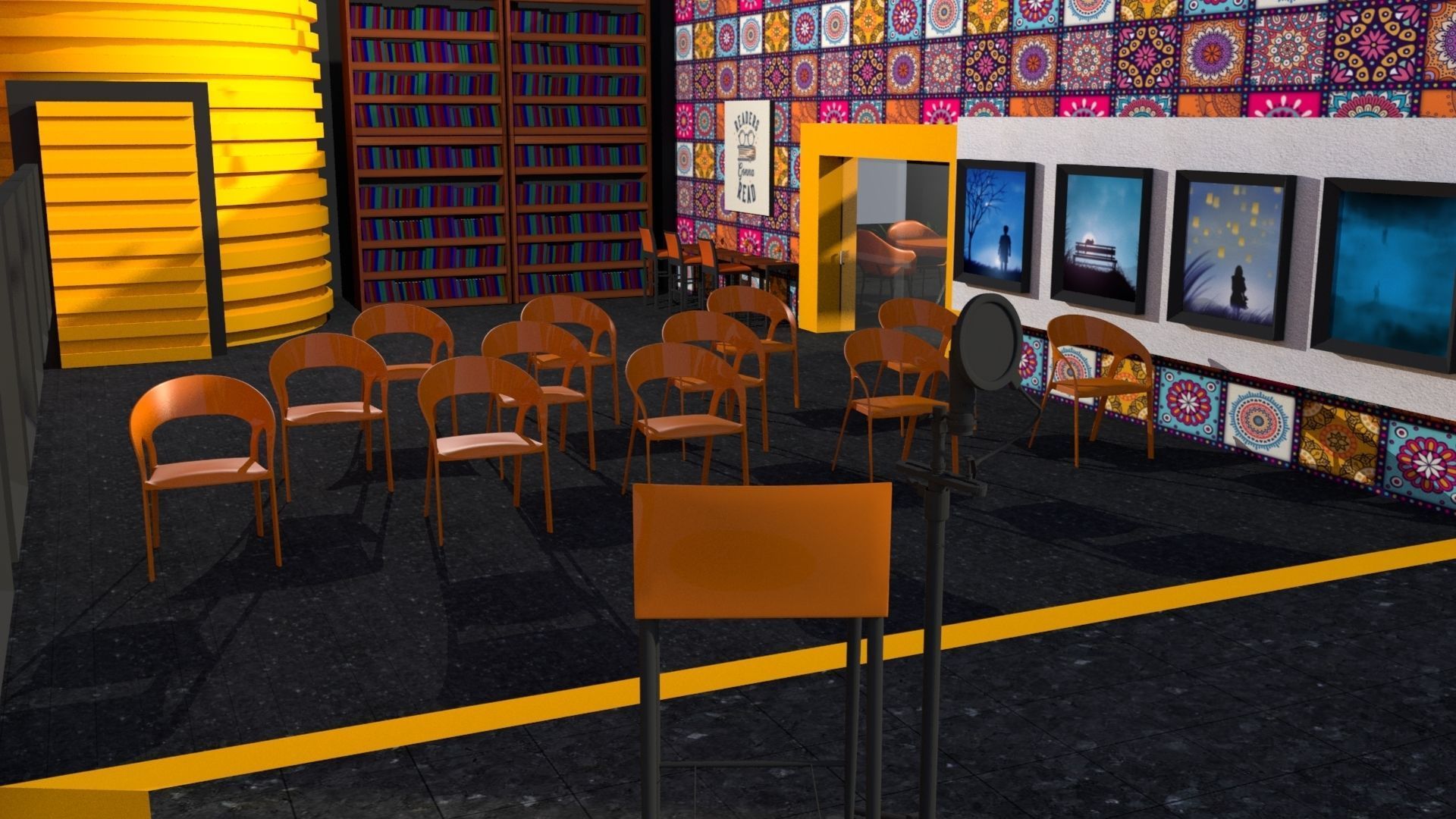 3D Cafe for creative community 3D model_12