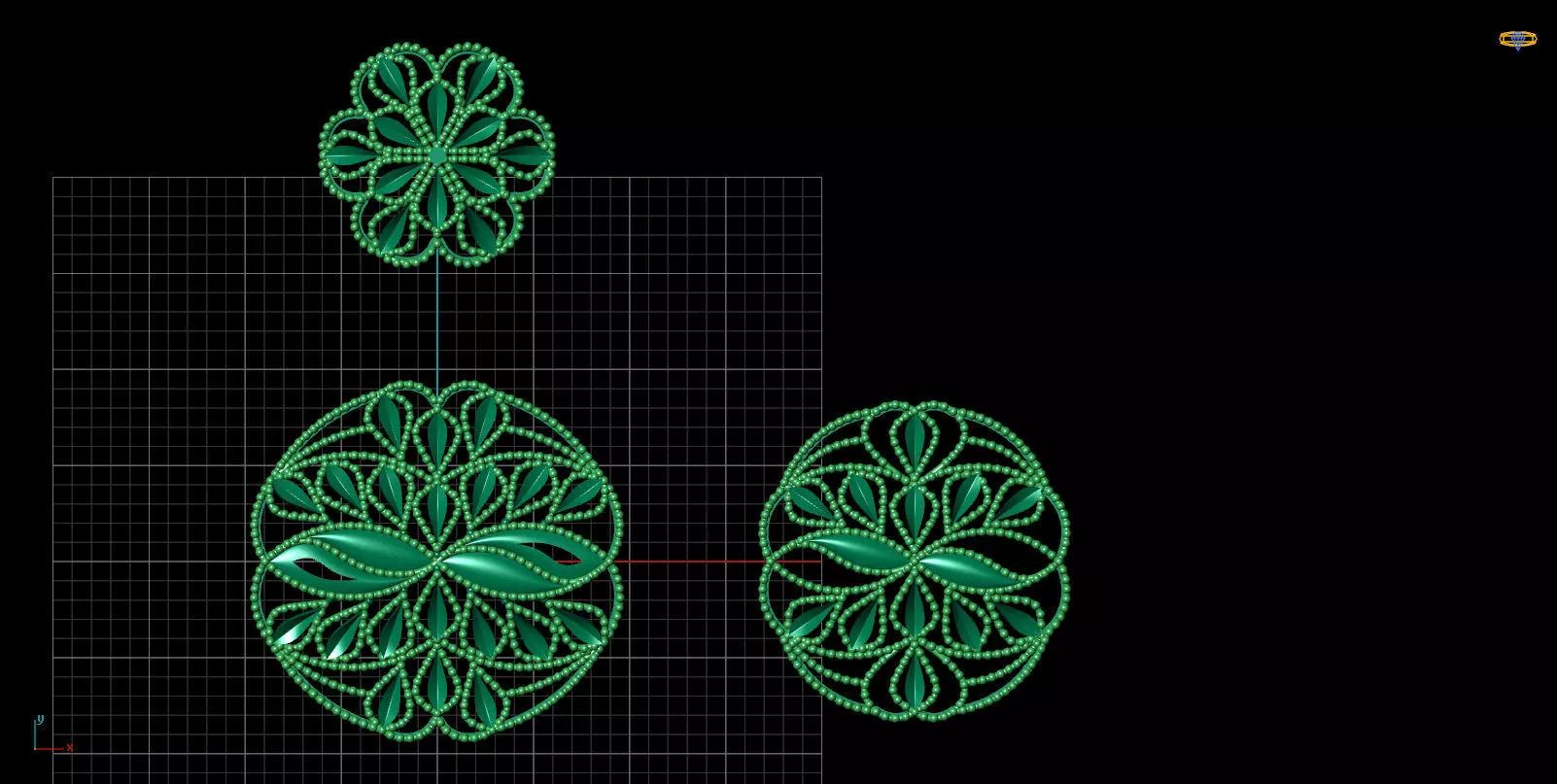 Pendant Set 6 ornate design 3D print model_0