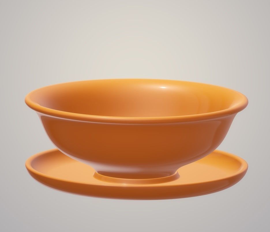Soup Bowl with bottom plate free 3D model 3D printable CGTrader