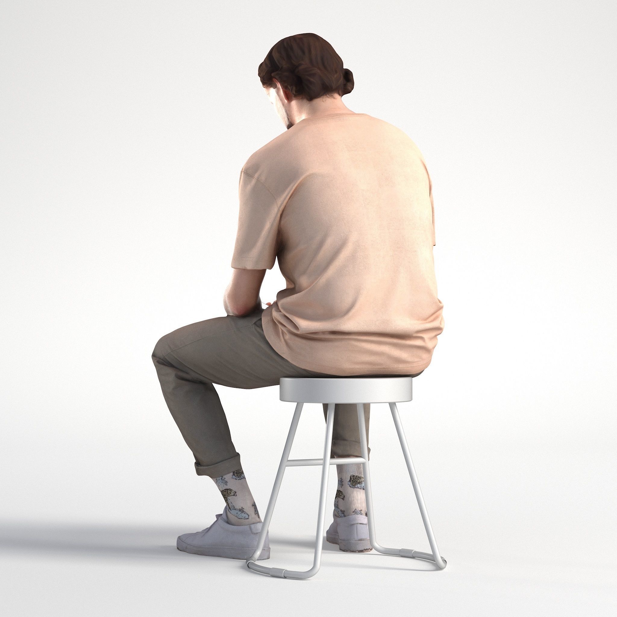 Man Casual Outfit Sitting with Phone Low poly Lewis 1706 3D model_4