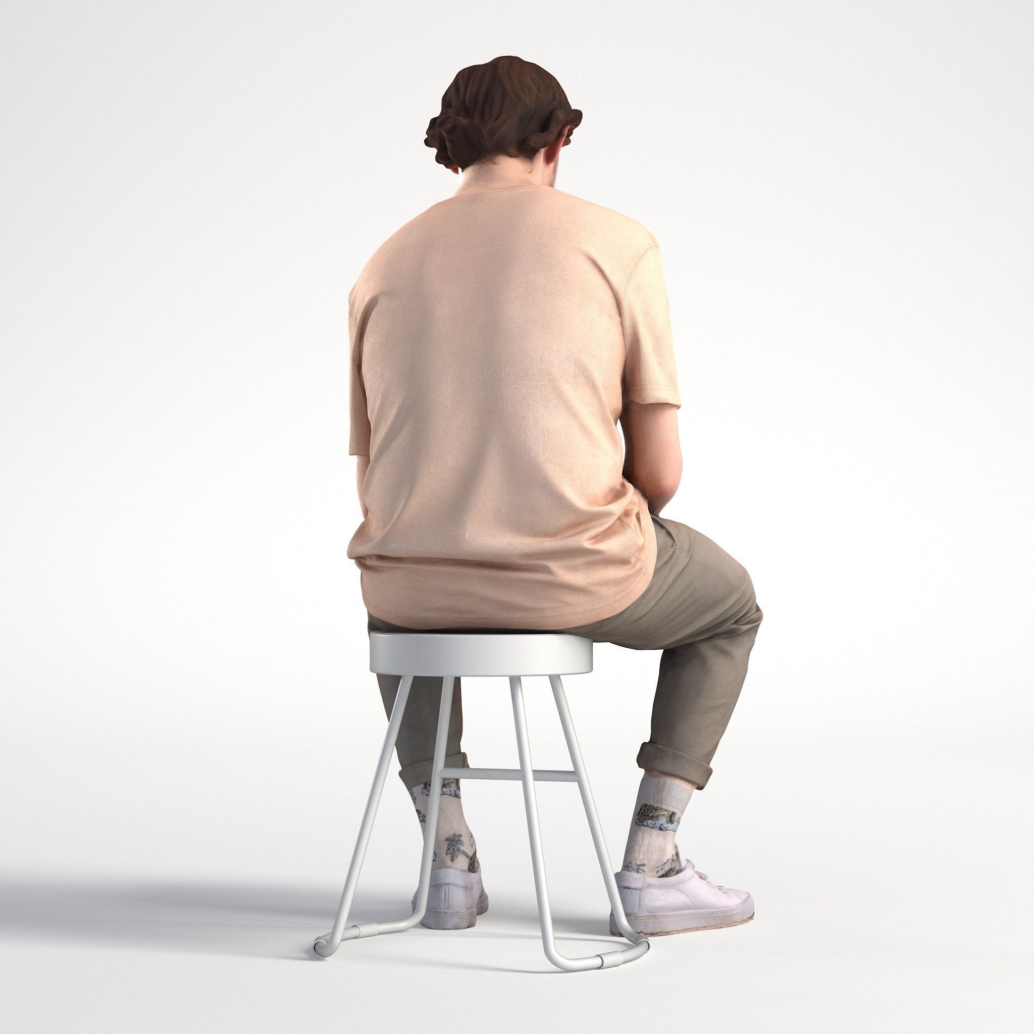 Man Casual Outfit Sitting with Phone Low poly Lewis 1706 3D model_3