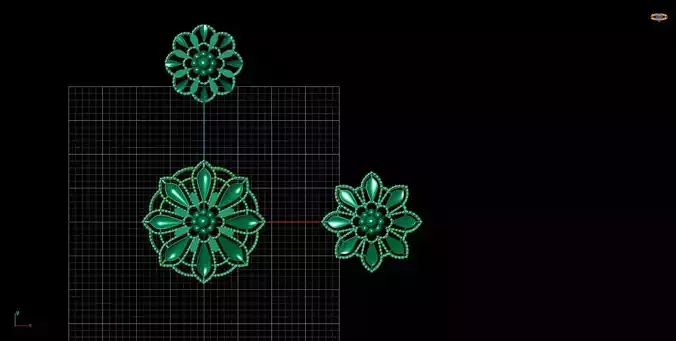 Pendant Set 9 three flowers on screen