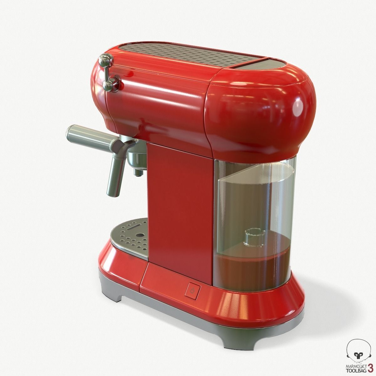 Red Espresso Machine Low-poly 3D model_6