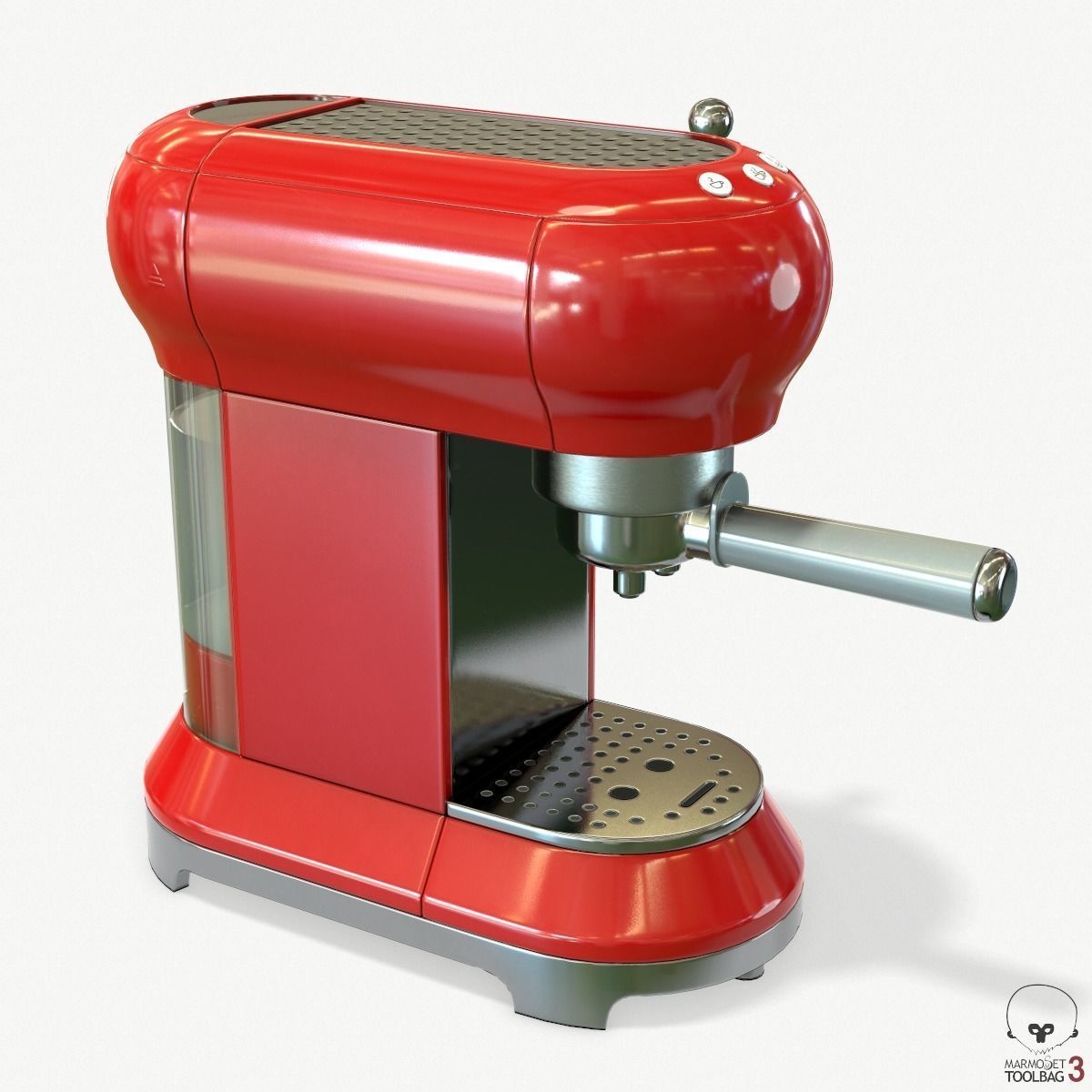 Red Espresso Machine Low-poly 3D model_4