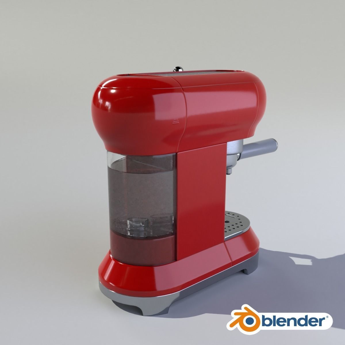 Red Espresso Machine Low-poly 3D model_2