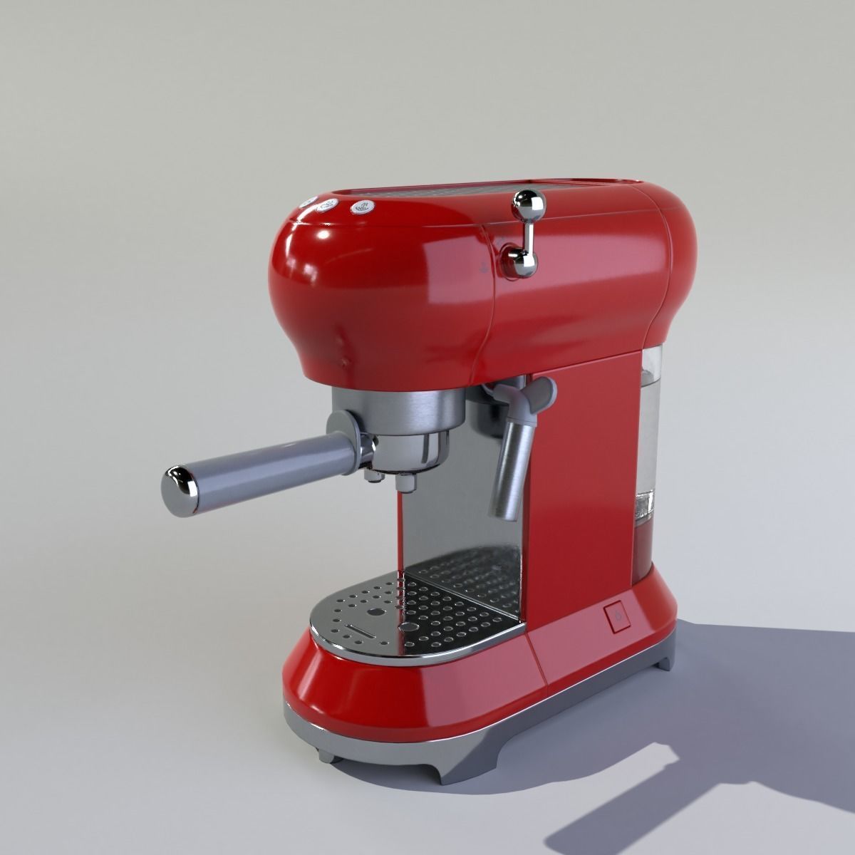 Red Espresso Machine Low-poly 3D model_0