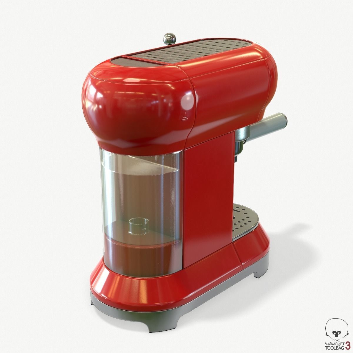 Red Espresso Machine Low-poly 3D model_5