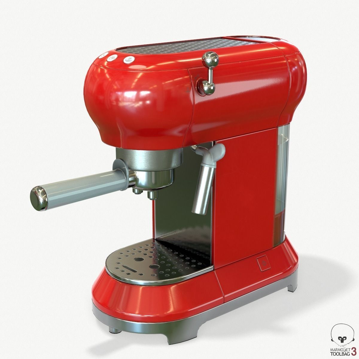 Red Espresso Machine Low-poly 3D model_3
