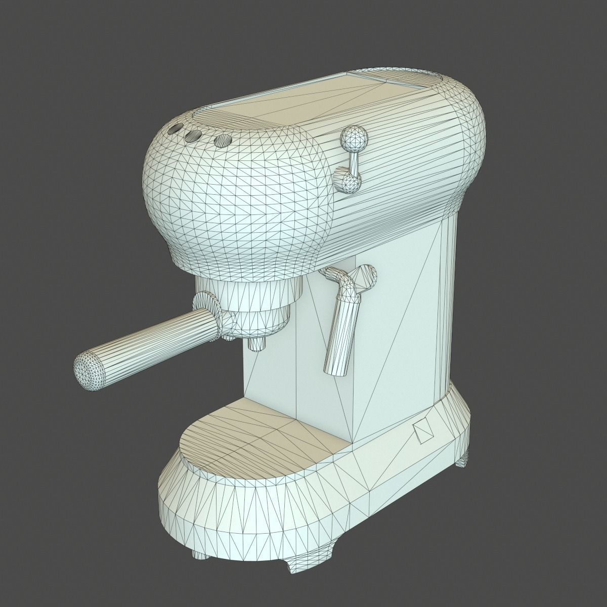 Red Espresso Machine Low-poly 3D model_8