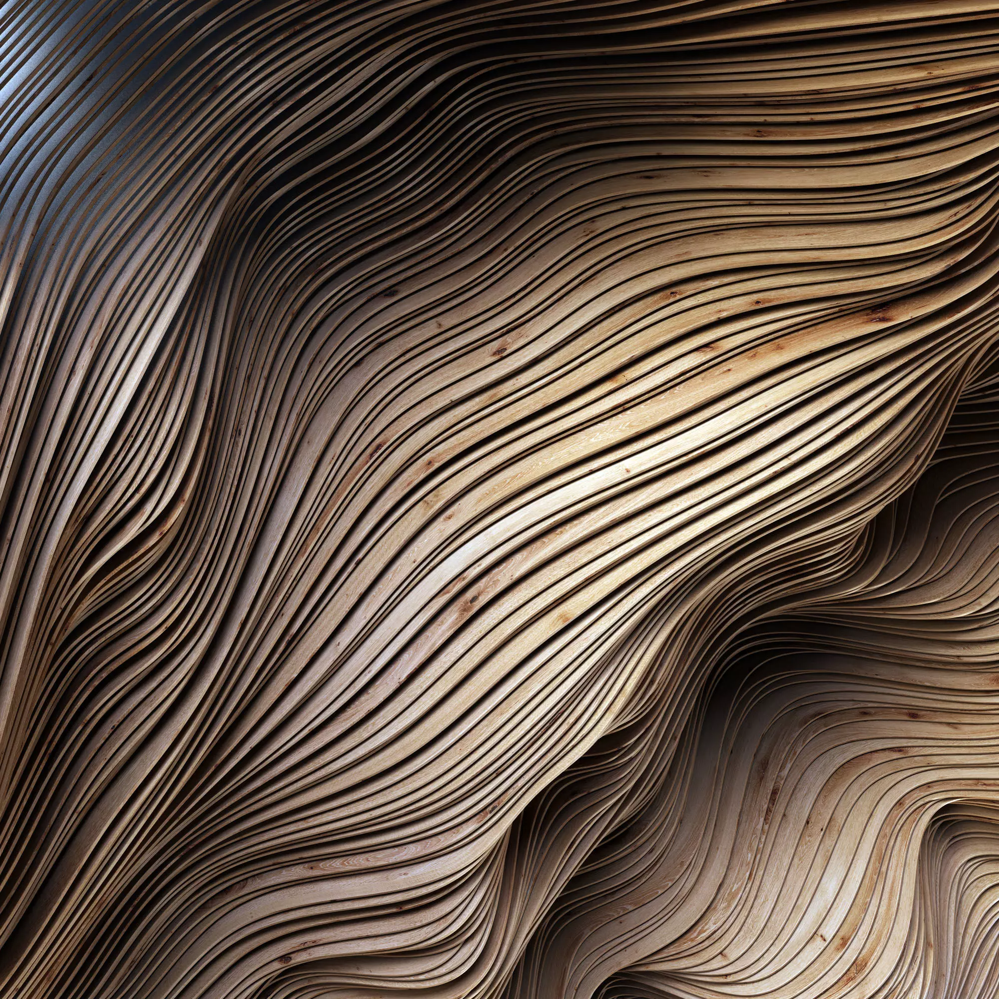 Parametric big ceiling wood n1 3D model_0