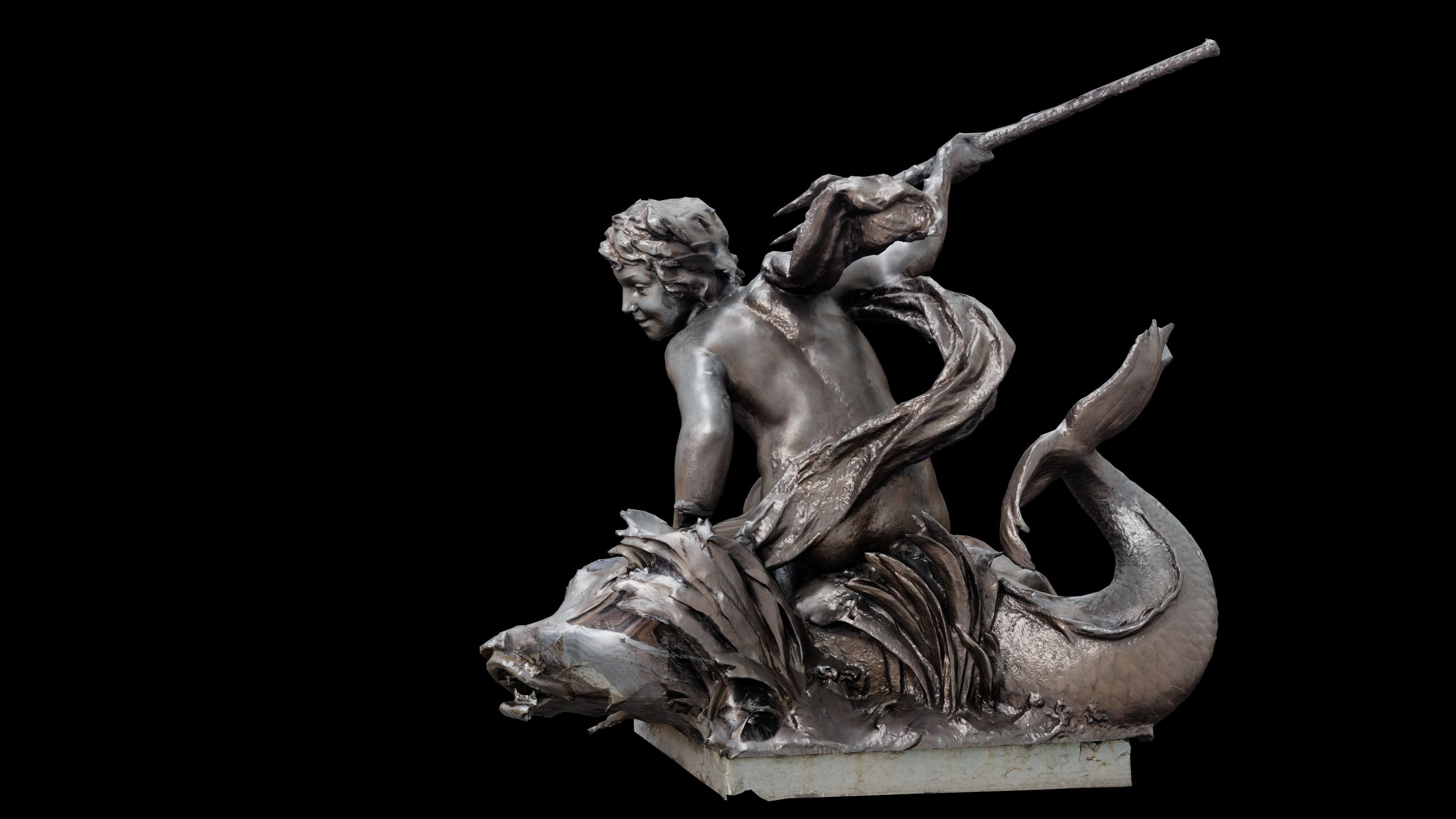 Genie Des Eaux with 2 LOD - Paris Low-poly 3D model_2