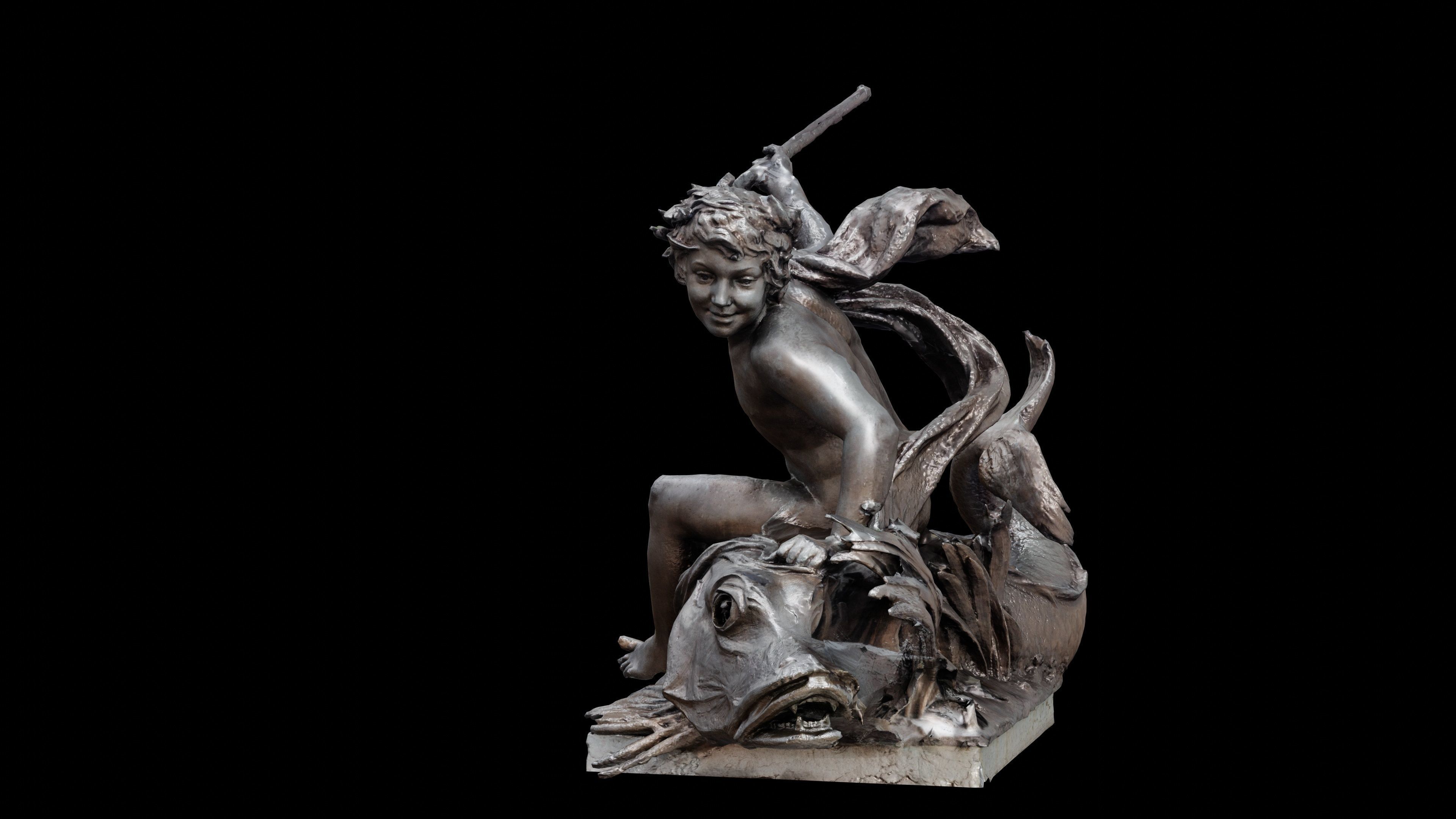 Genie Des Eaux with 2 LOD - Paris Low-poly 3D model_3