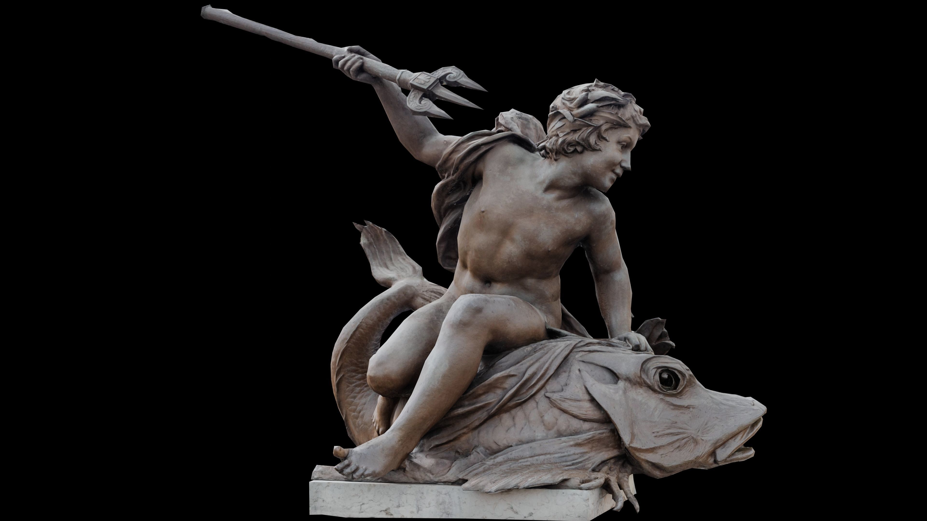 Genie Des Eaux with 2 LOD - Paris Low-poly 3D model_5