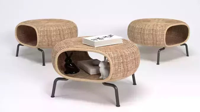 GAMLEHULT Footstool Low Poly