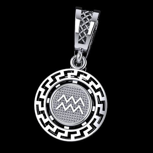 Zodiac Pendant Aquarius Free 3D print model