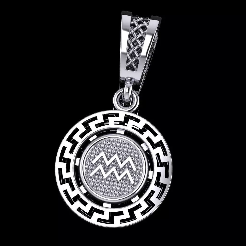 Zodiac Pendant Aquarius Free 3D print model