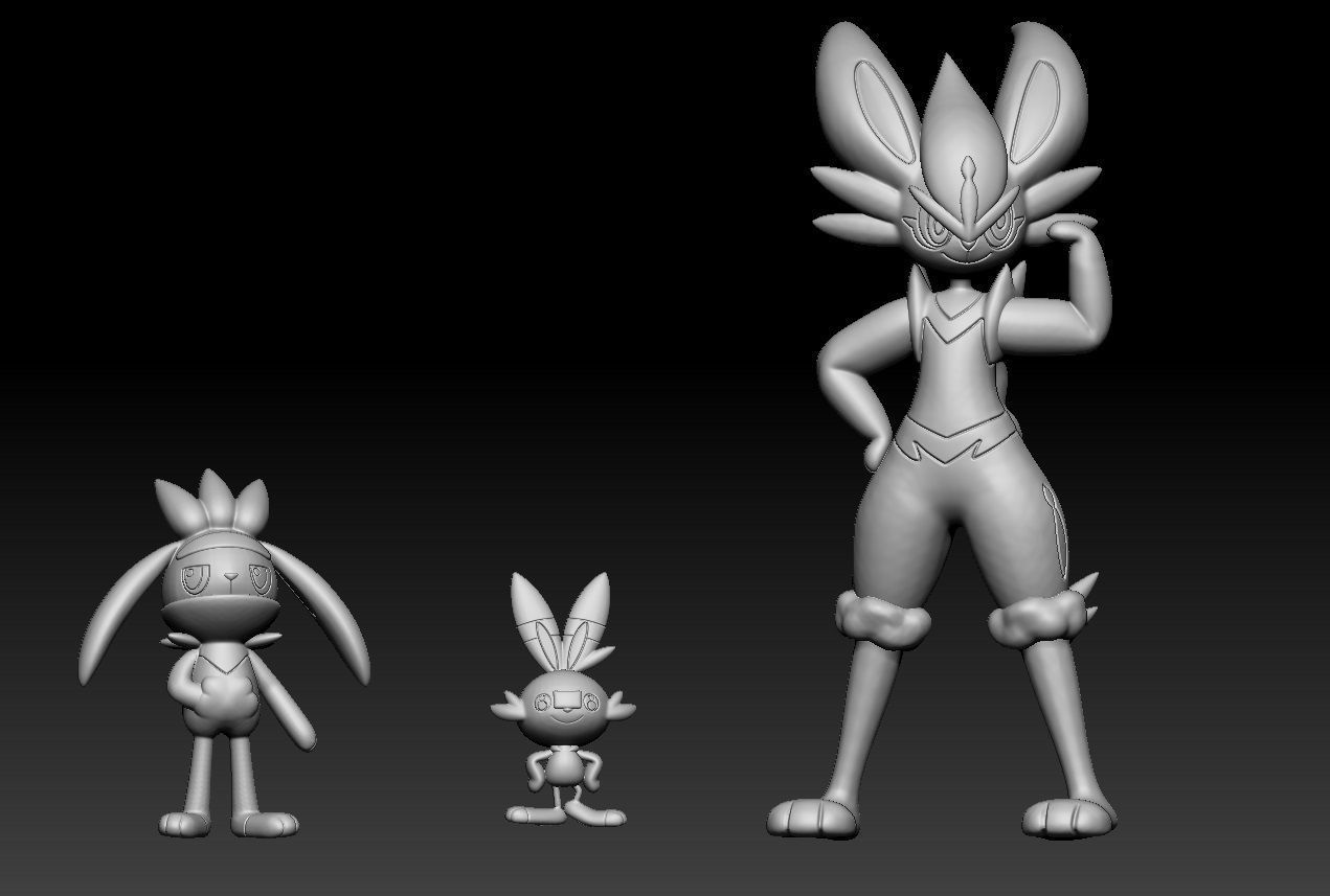 Pokemon Scorbunny Raboot Cinderace 3D print model_1