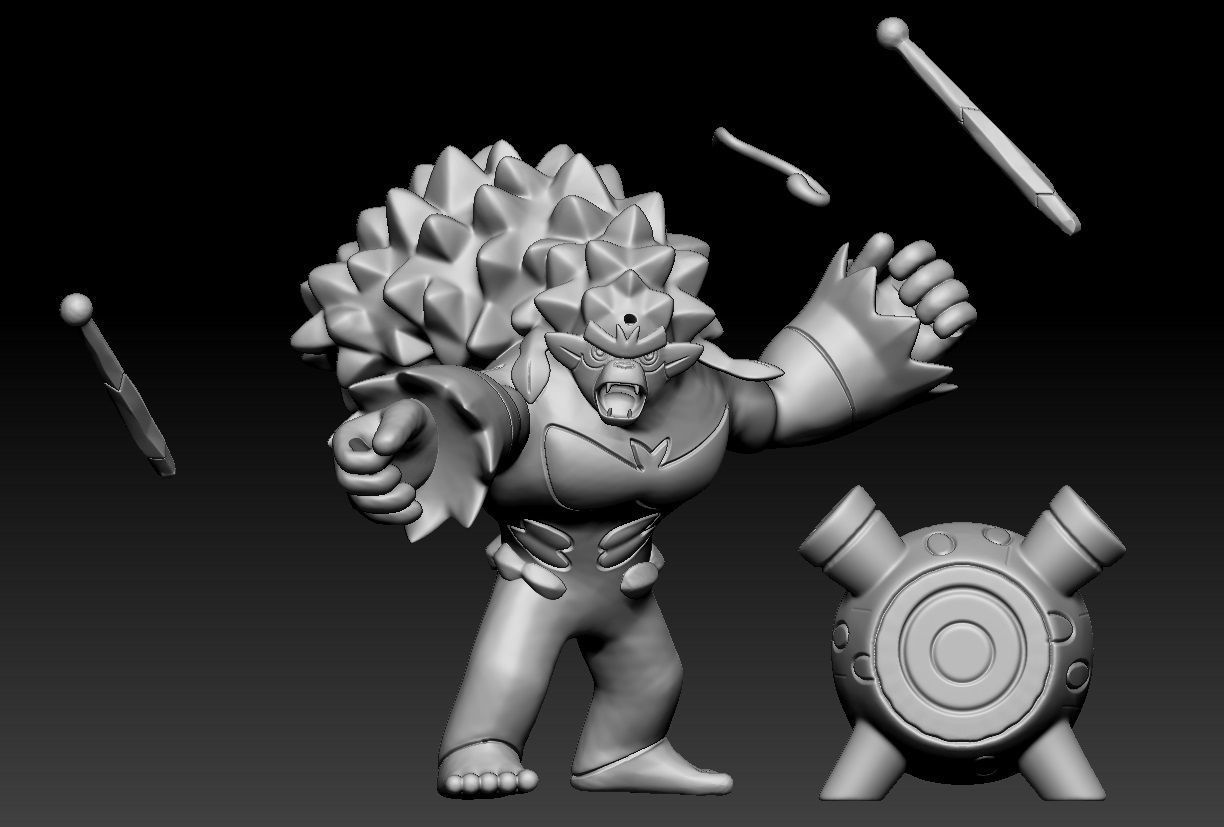 Pokemon Grookey Thwackey Rillaboom 3D print model_3