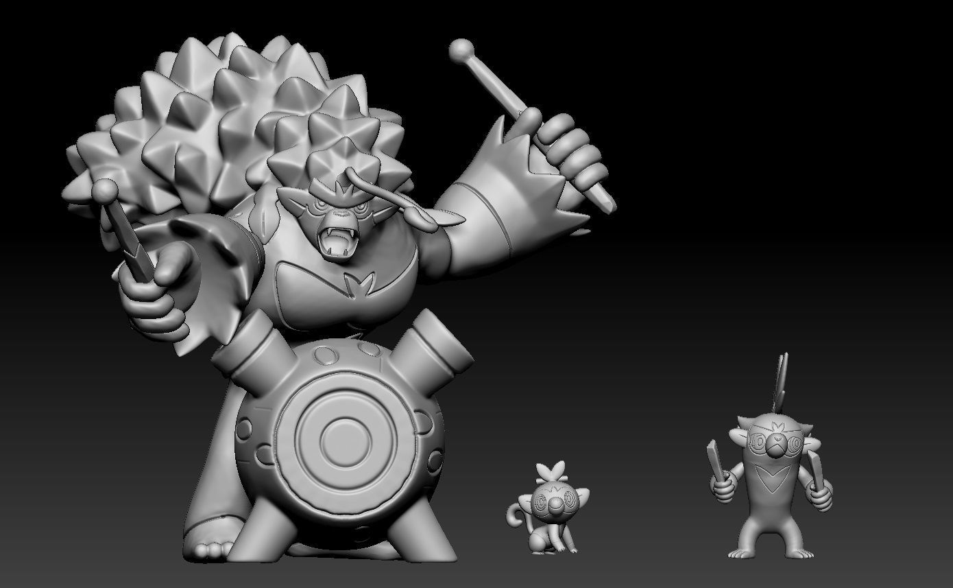 Pokemon Grookey Thwackey Rillaboom 3D print model_1