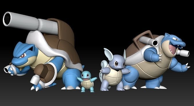 Pokemon Squirtle Wartortle Blastoise Mega Evolution 3D print model