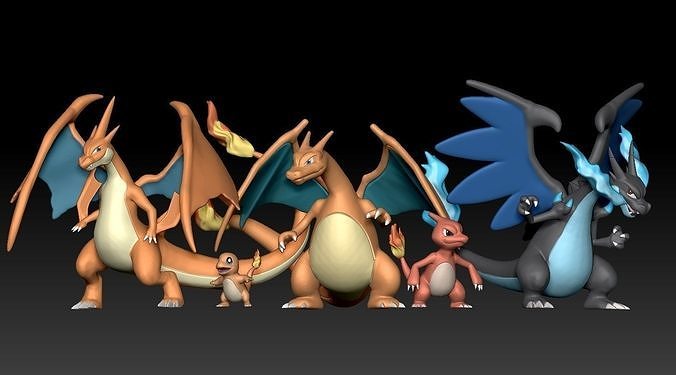 Pokemon  Charmander Charmeleon Charizard Mega Evolution 3D print model