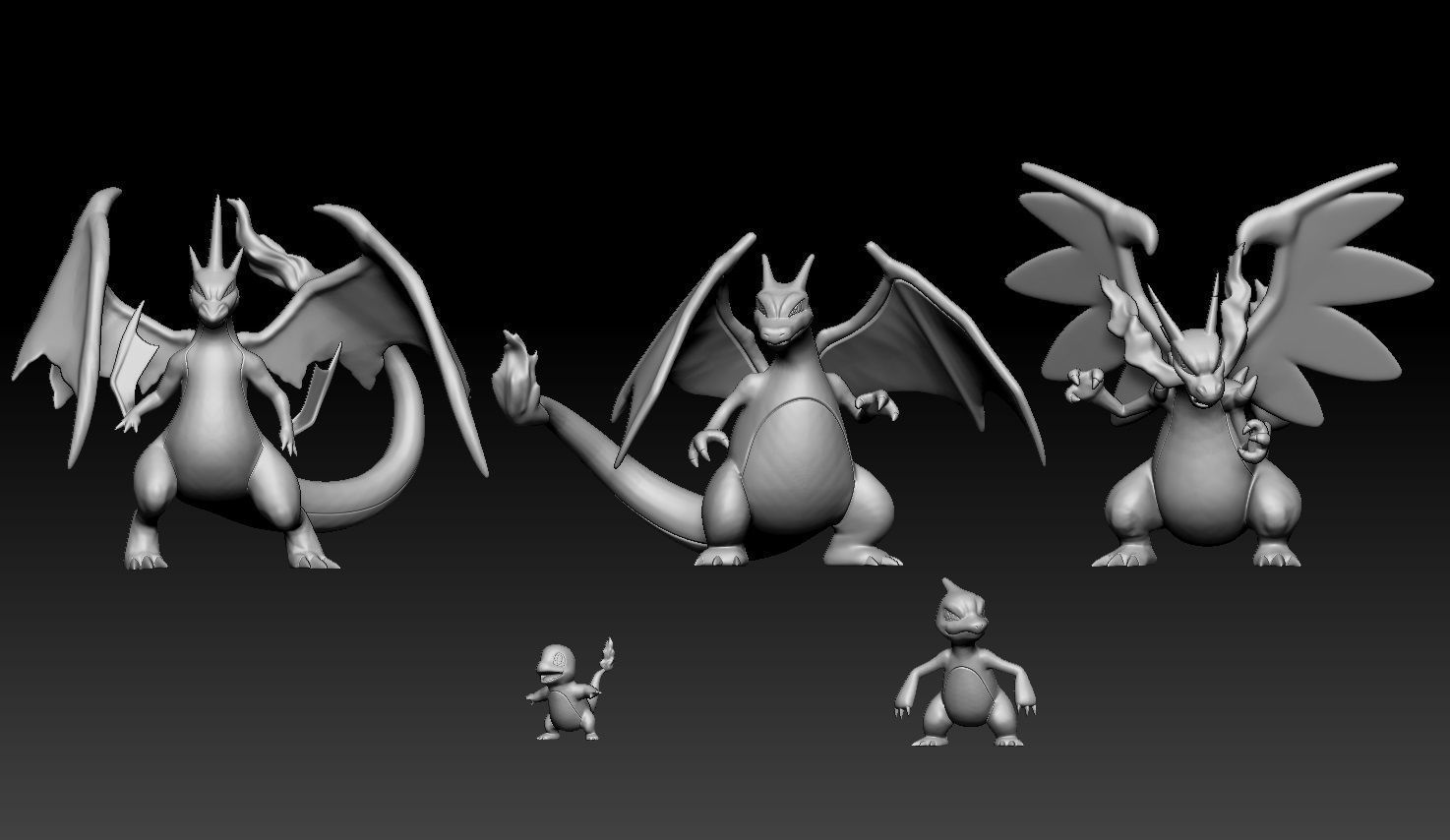 Pokemon  Charmander Charmeleon Charizard Mega Evolution 3D print model_1