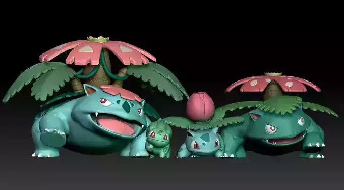 Pokemon Bulbasaur Ivysaur Venusaur Mega Evolution 3D print model