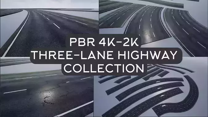 PBR 4K-2K Three-Lane Modular Highway Collection 