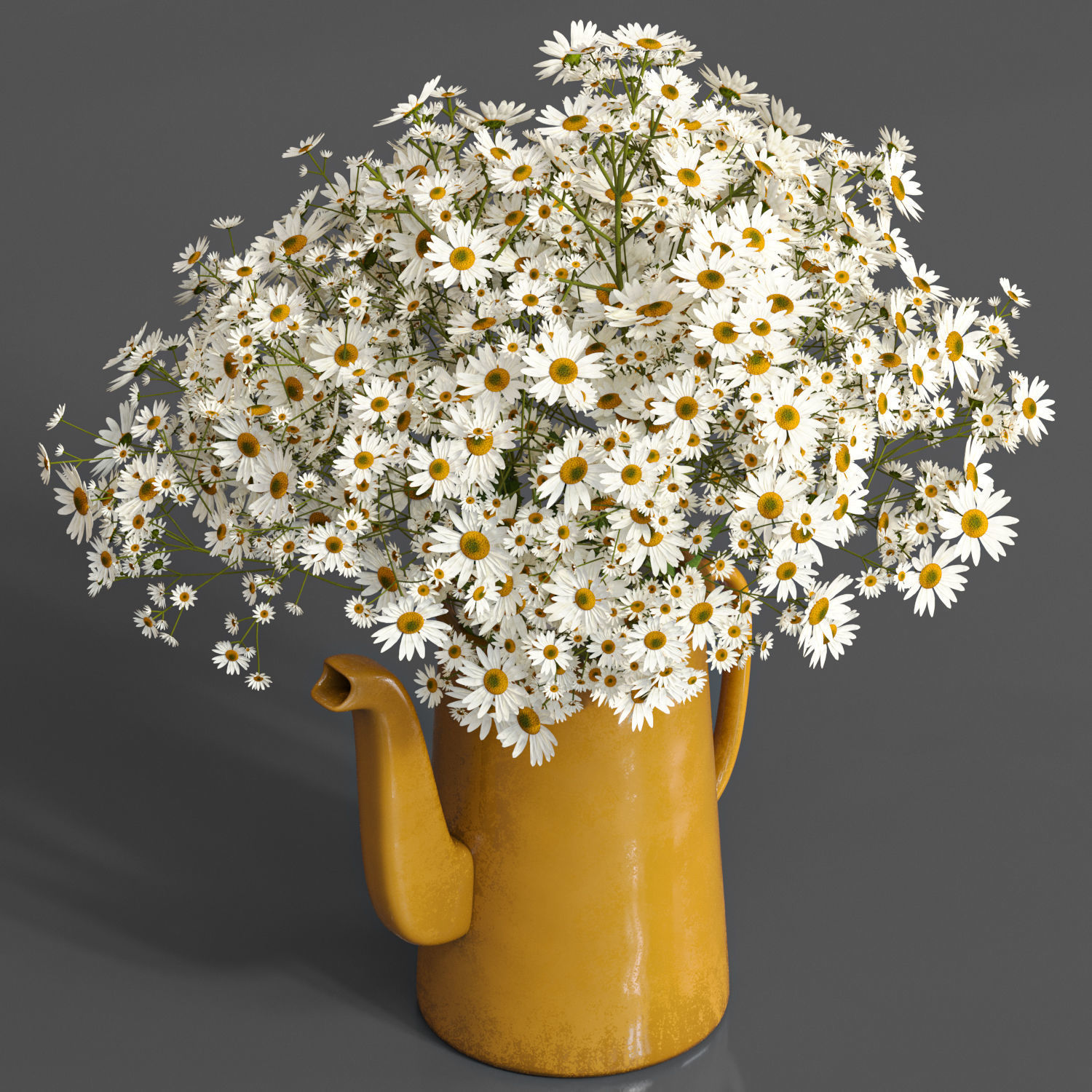 bouquet01-chamomile daisies in teapot 3D model_1