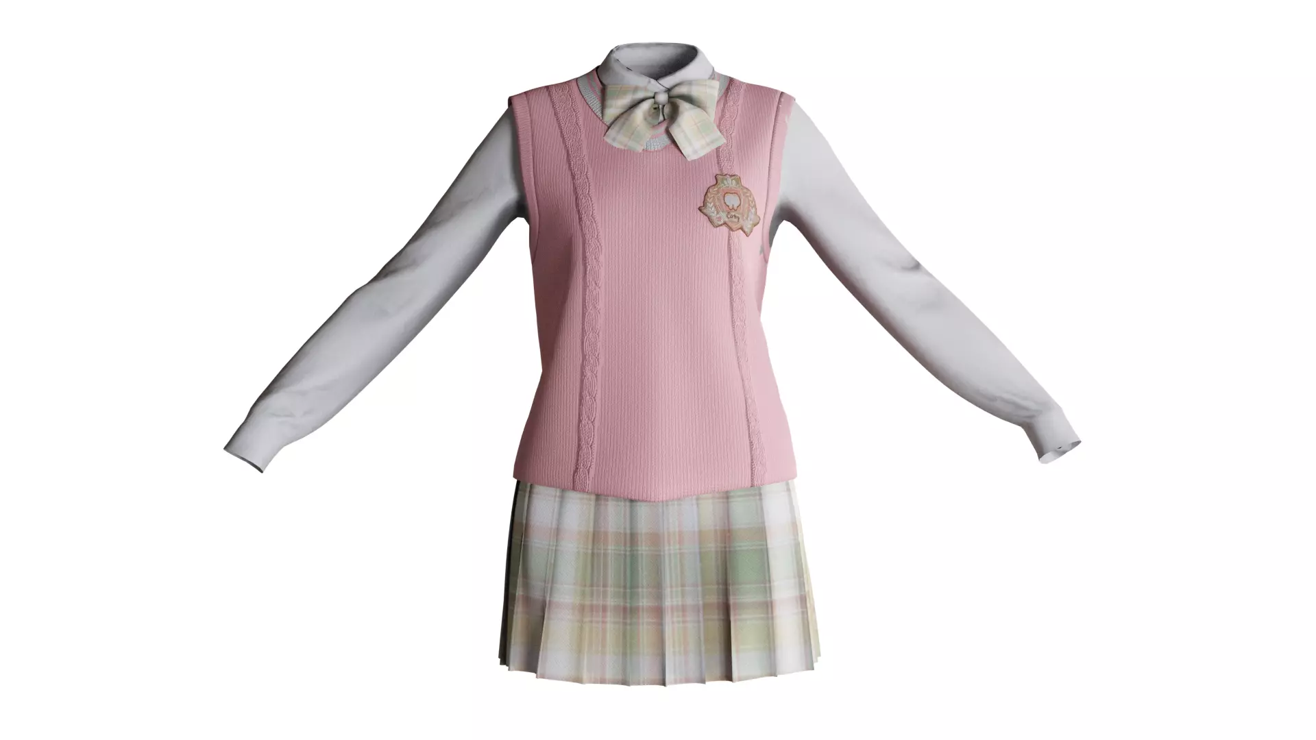 Student uniform japanese style Pink v27 3D model