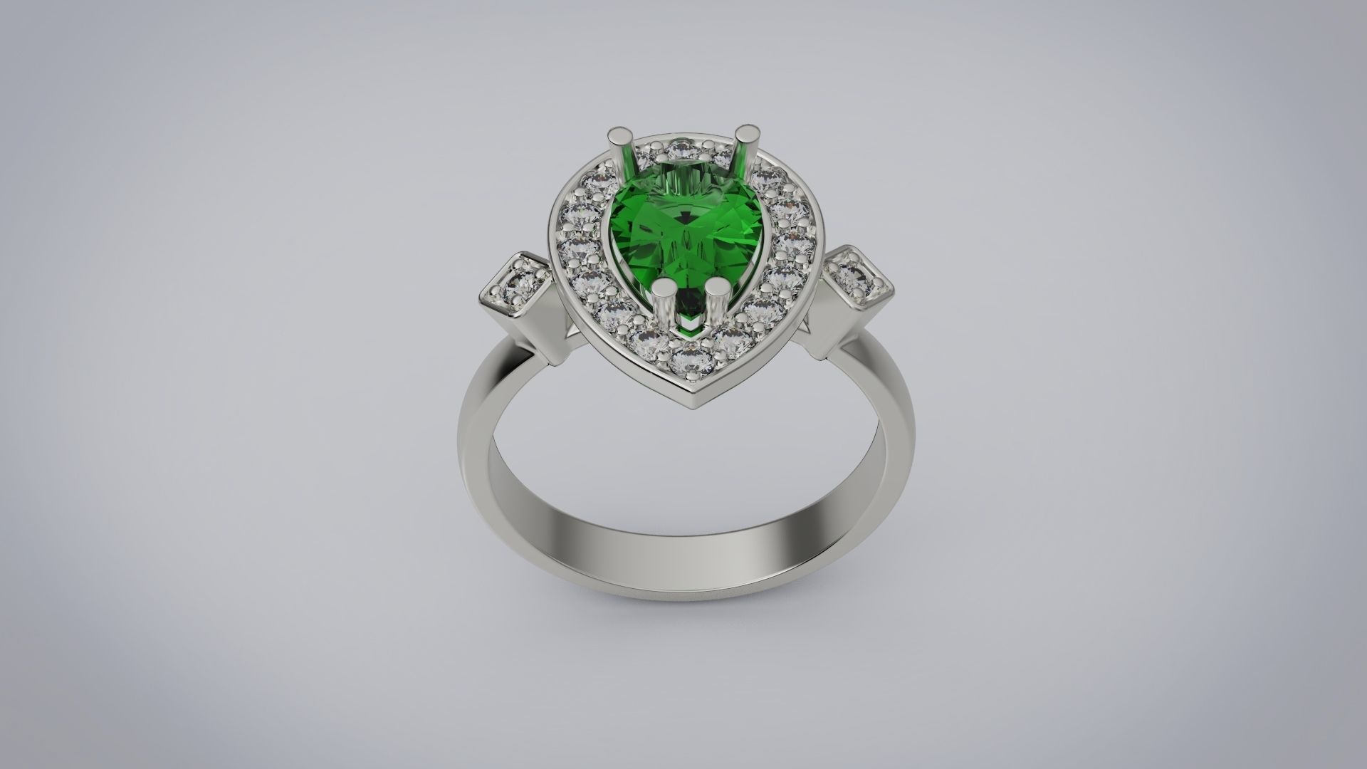 Emerald ring 3D print model_1