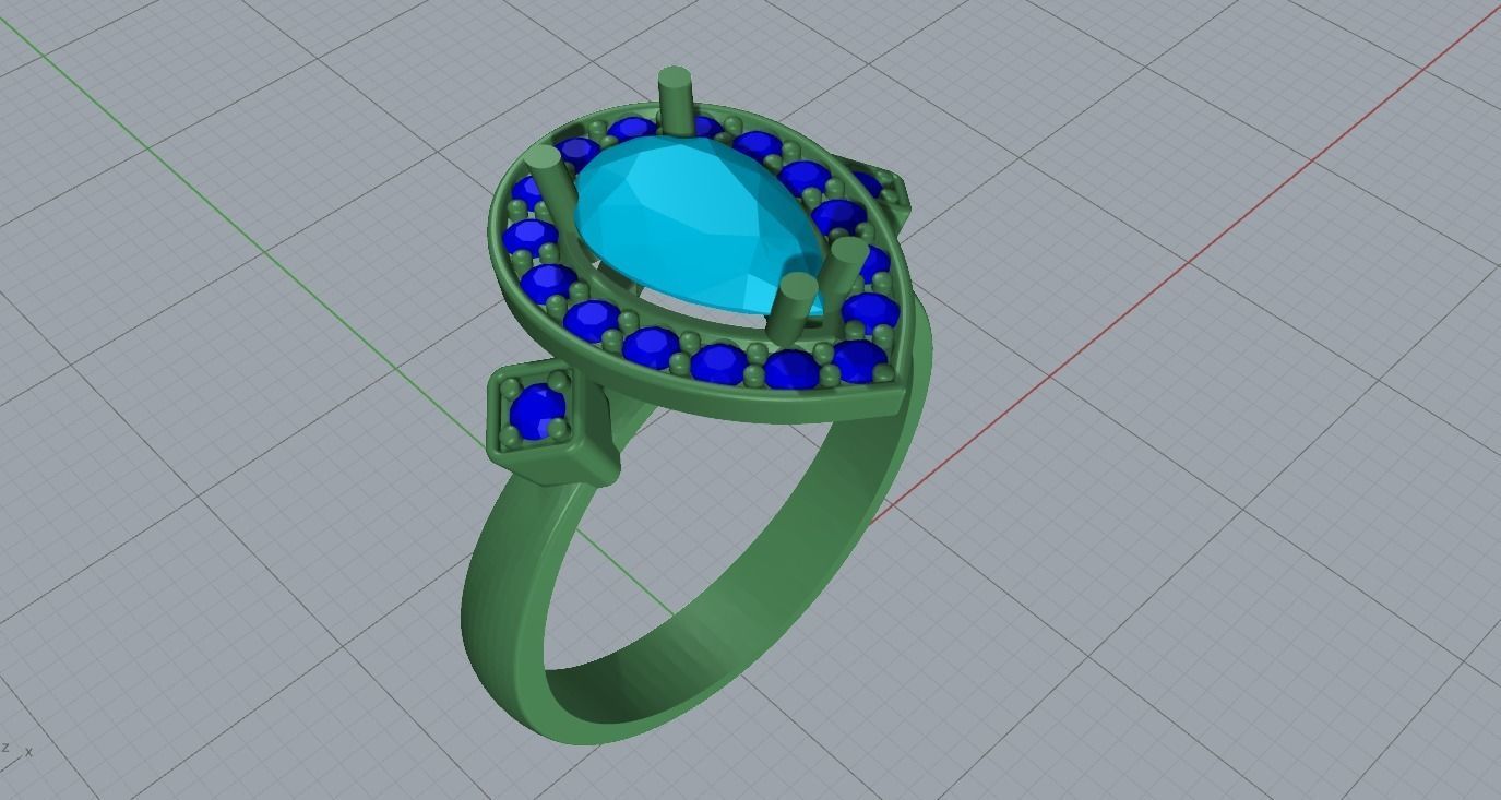 Emerald ring 3D print model_7