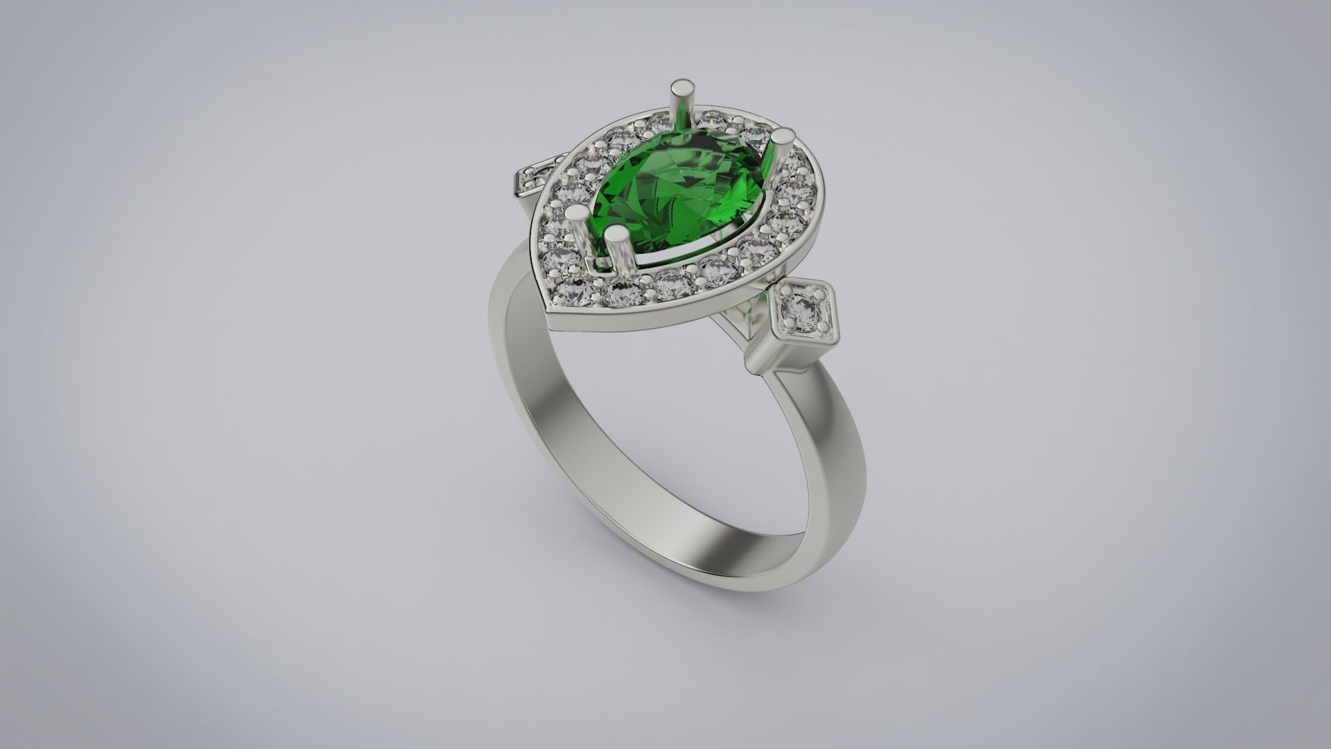 Emerald ring 3D print model_2