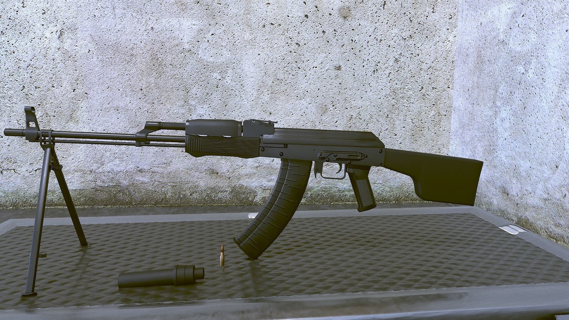 RPK Russian Assault Rifle Game Ready 2 Variations Low-poly 3D model_2