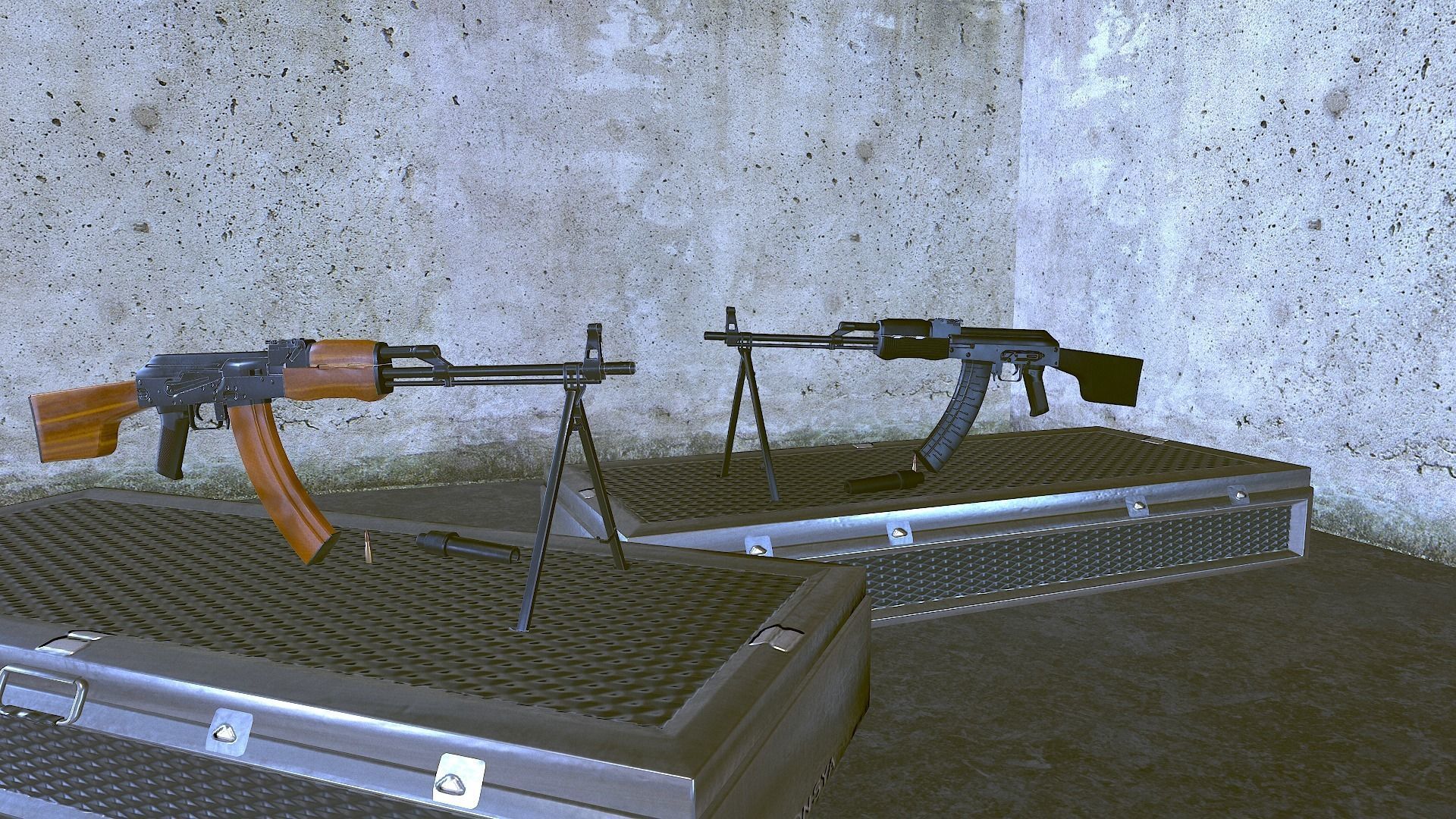 RPK Russian Assault Rifle Game Ready 2 Variations Low-poly 3D model_1