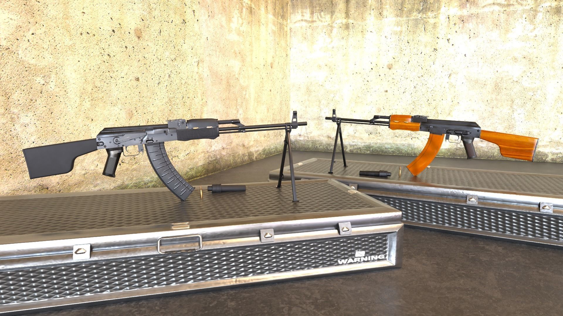 RPK Russian Assault Rifle Game Ready 2 Variations Low-poly 3D model_7
