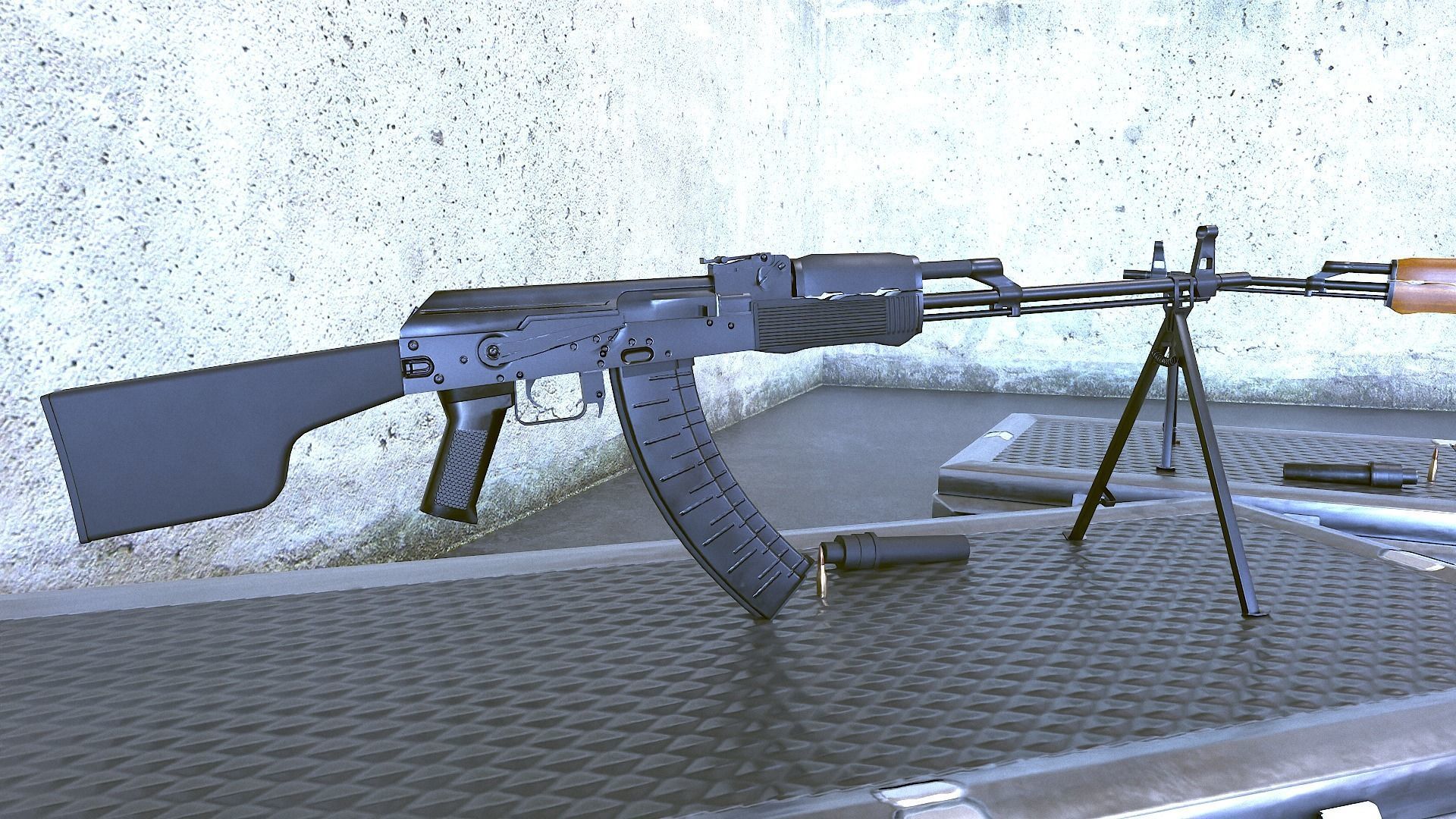 RPK Russian Assault Rifle Game Ready 2 Variations Low-poly 3D model_5