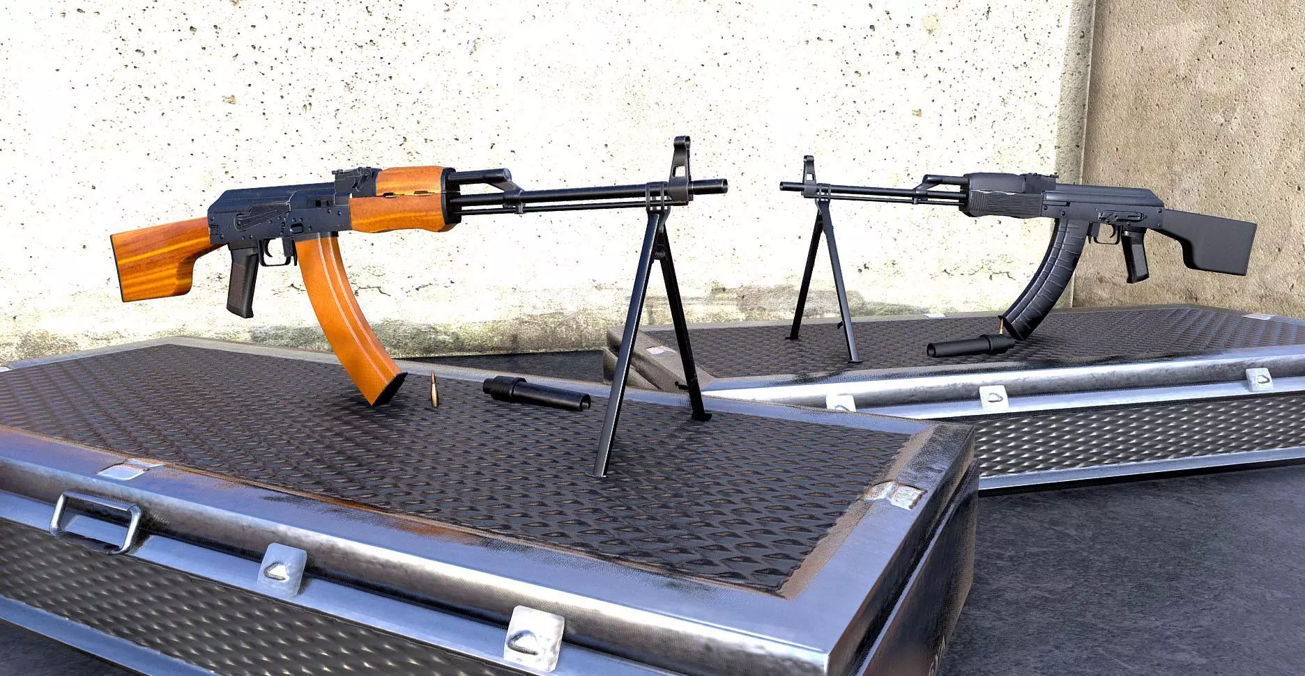 RPK Russian Assault Rifle Game Ready 2 Variations Low-poly 3D model_0