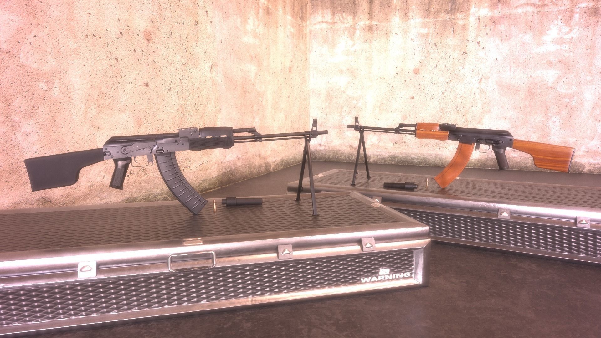 RPK Russian Assault Rifle Game Ready 2 Variations Low-poly 3D model_8