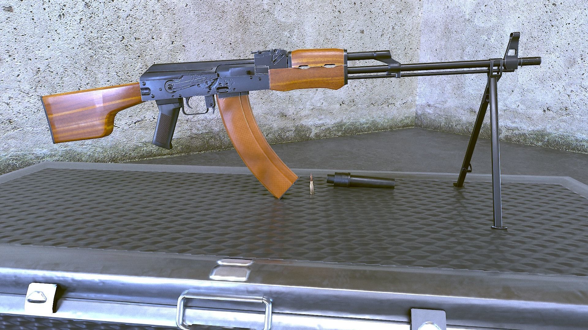 RPK Russian Assault Rifle Game Ready 2 Variations Low-poly 3D model_3
