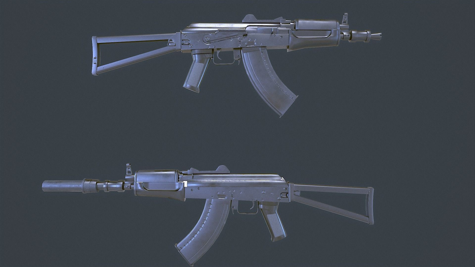 AKS Russian Assault Rifle Game Ready 6 Variations Low-poly 3D model_14