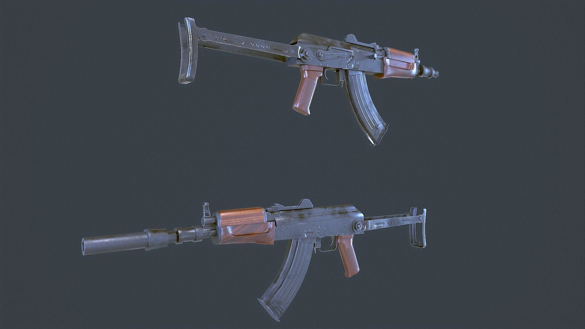 AKS Russian Assault Rifle Game Ready 6 Variations Low-poly 3D model_21
