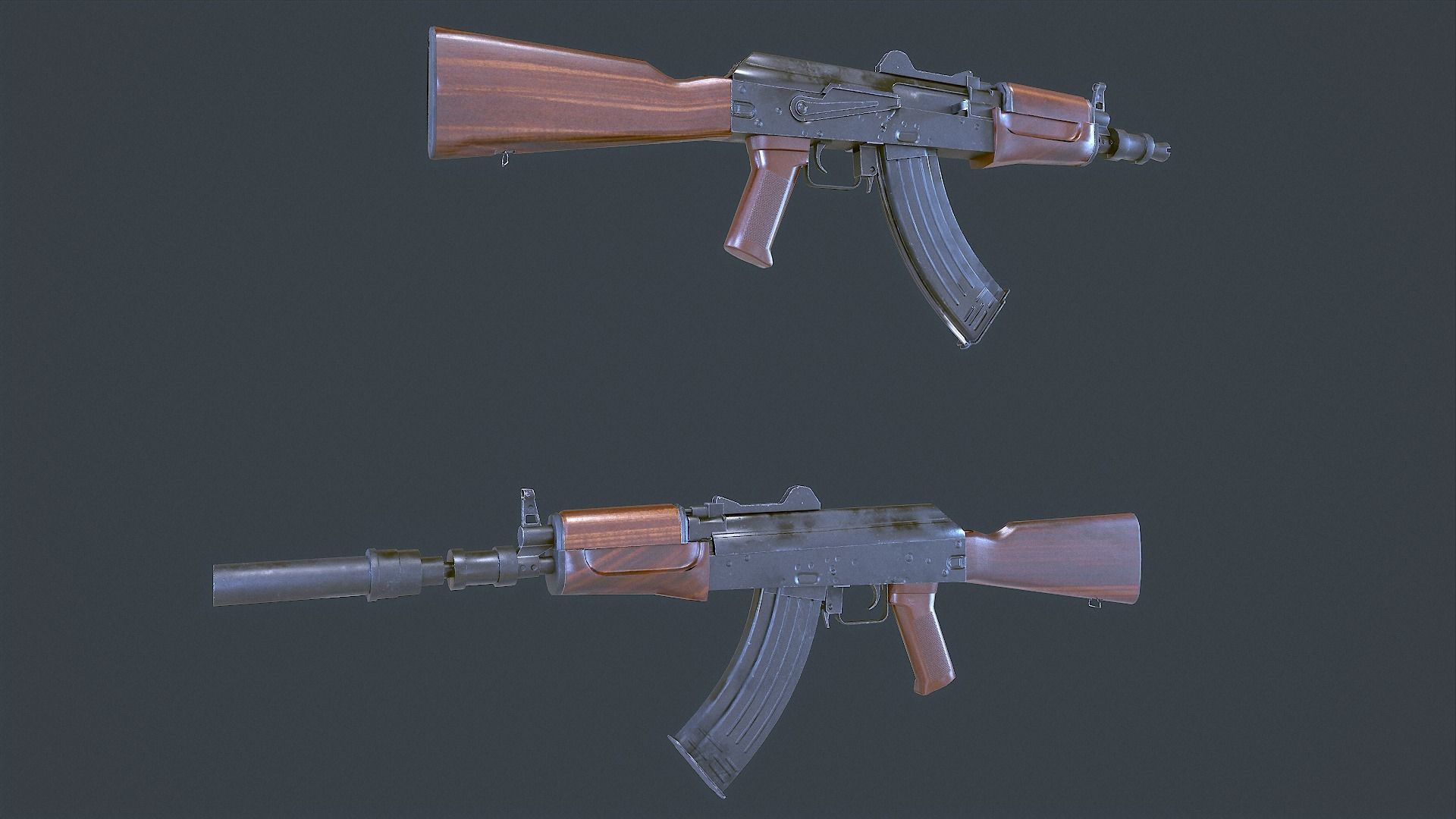 AKS Russian Assault Rifle Game Ready 6 Variations Low-poly 3D model_22