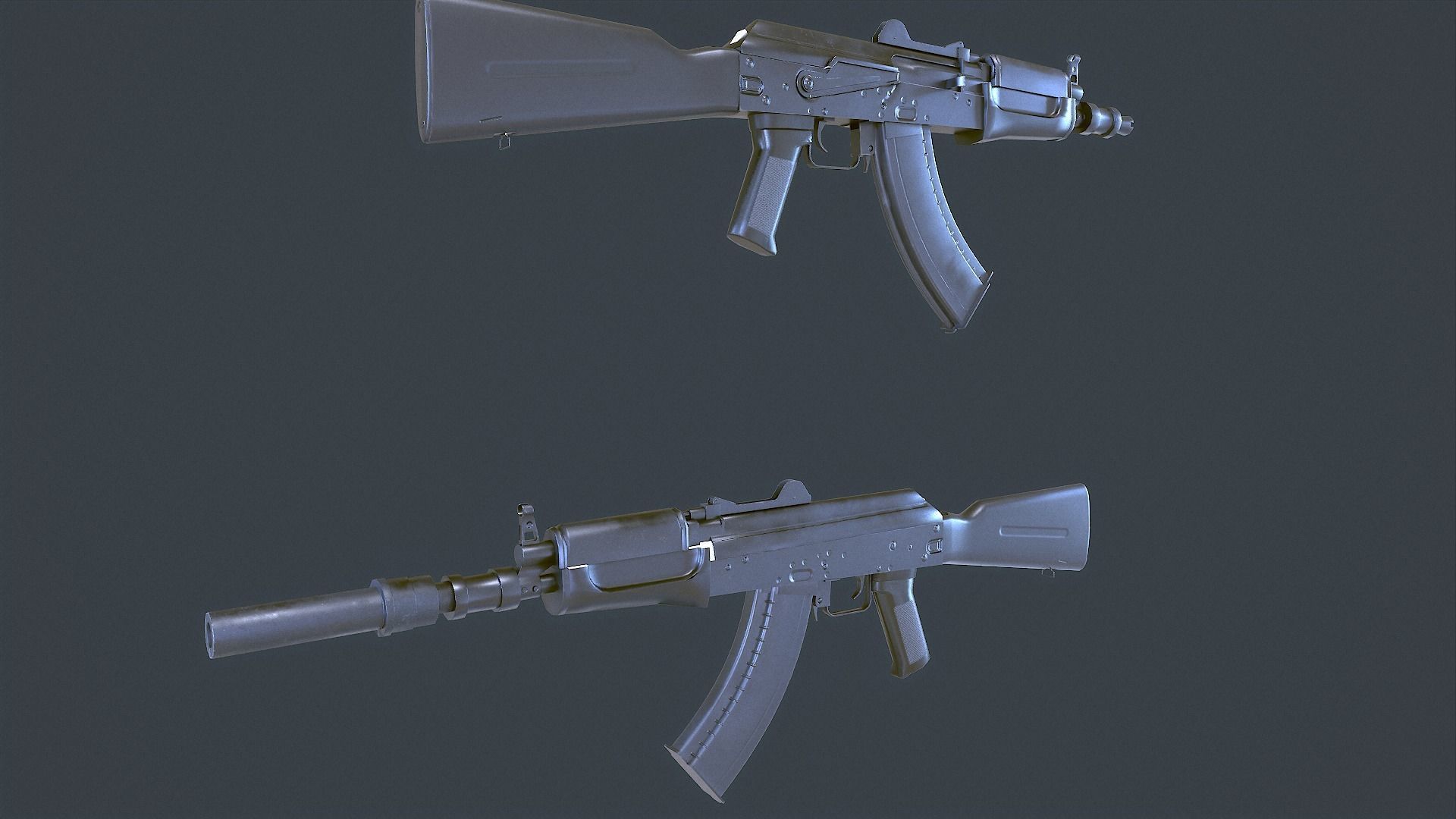 AKS Russian Assault Rifle Game Ready 6 Variations Low-poly 3D model_16