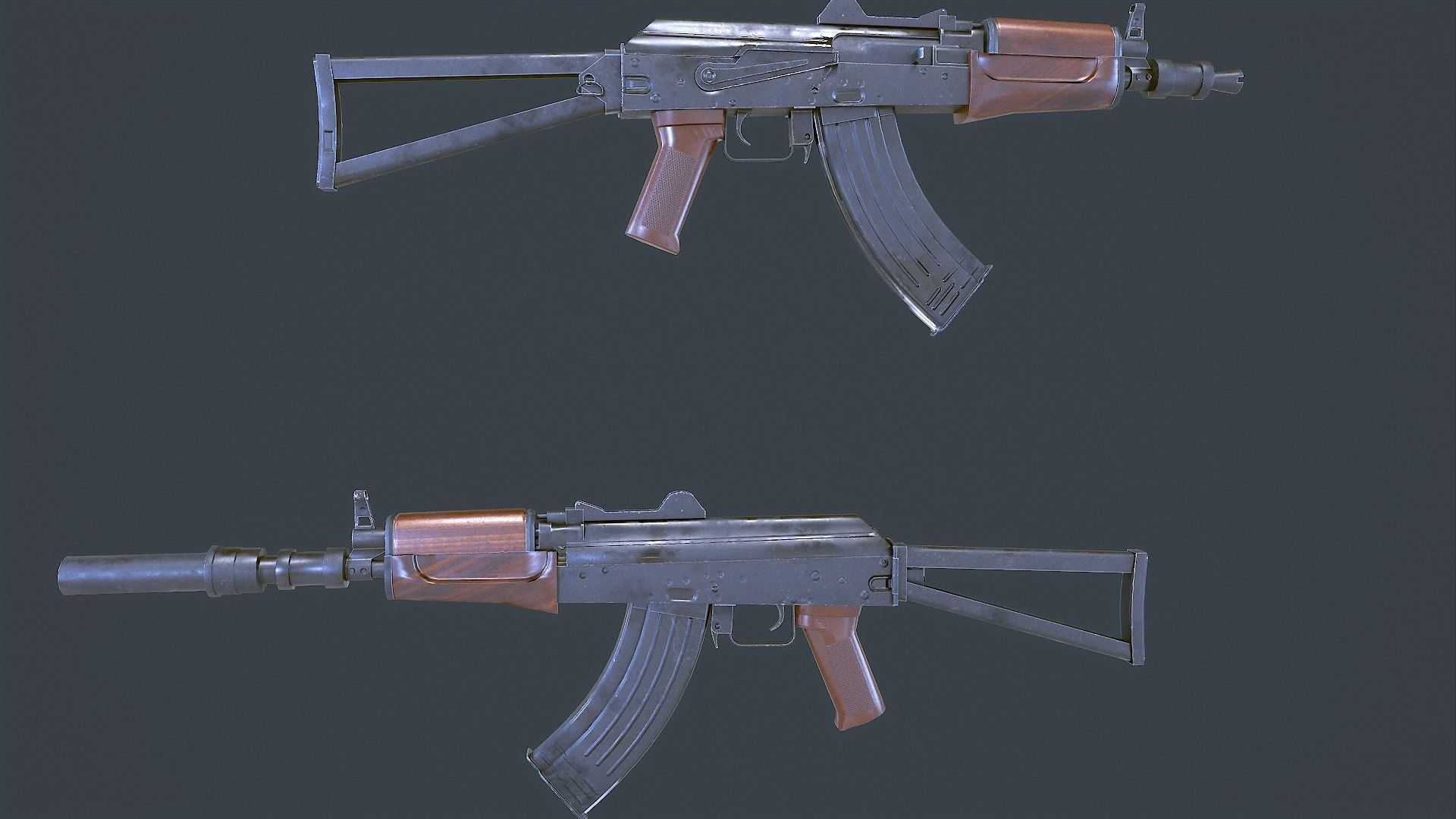 AKS Russian Assault Rifle Game Ready 6 Variations Low-poly 3D model_17