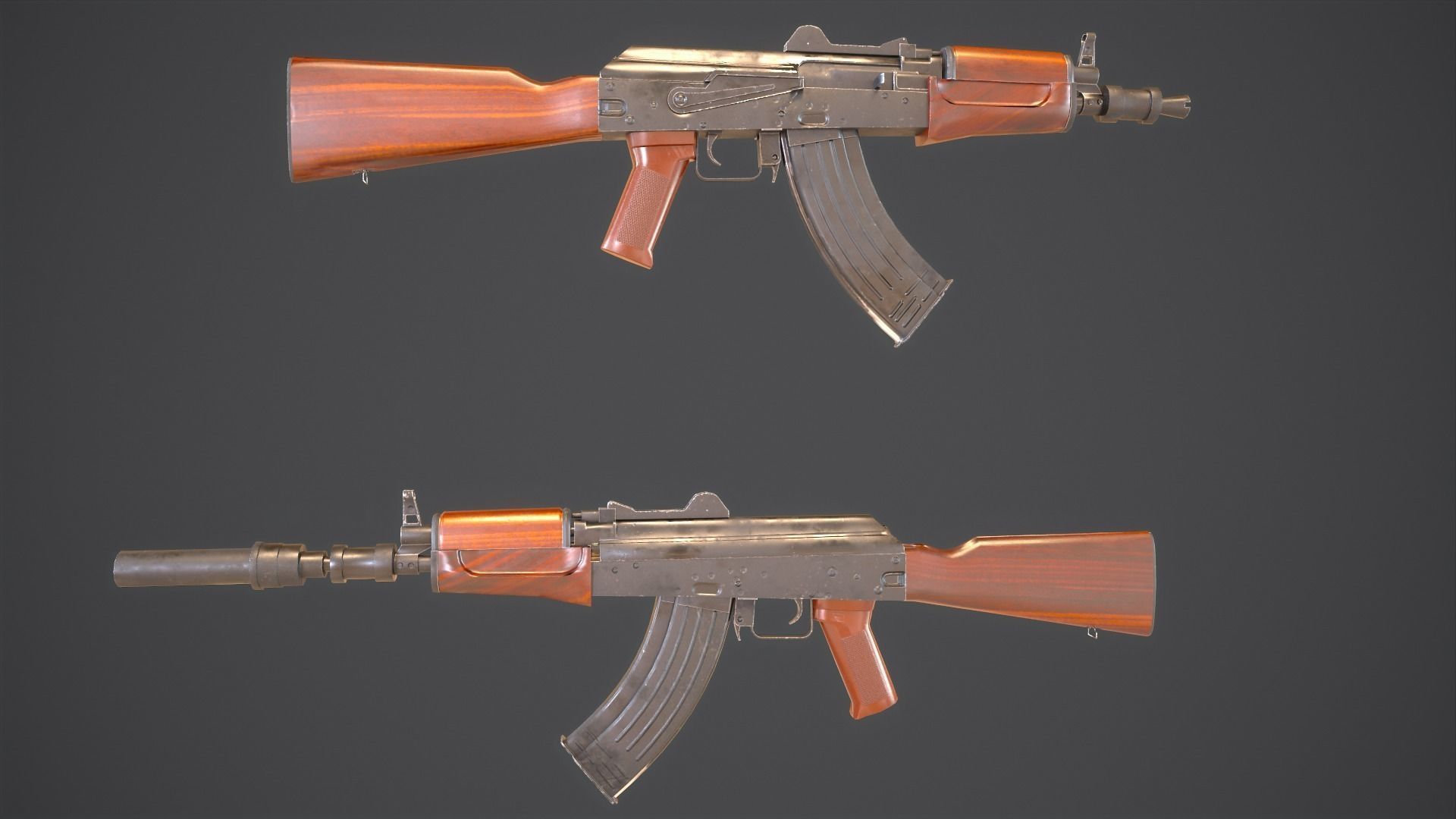 AKS Russian Assault Rifle Game Ready 6 Variations Low-poly 3D model_23